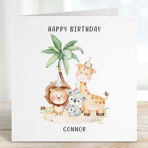 Personalised Happy Birthday Card, Animal Birthday Card, Jungle Card Gift, Safari Birthday Card, Cute Safari Animal Card, Boy, Girl REF: CB61