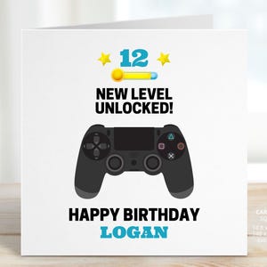 Boys Gamer Personalised Happy Birthday Card, New Level Unlocked Video Game Birthday Gift, Card for Gamers, Boyfriend, Husband, REF: CB31