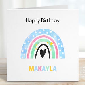 Simple Cute Watercolor Rainbow Birthday Greeting Card, Birthday Card for Girl, Boy, Baby, Son, Daughter, Sister, Brother, Toddler, REF:CB09