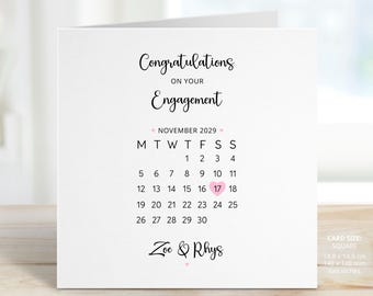 Personalised Calendar Engagement Card, Wedding Calendar Card, Engagement Calendar, Anniversary Calendar Gift, REF: WE22