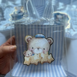 Clear bags Nautical Baby, Custom Nautical party decoration, Custom gift bag sailor baby, Custom Baptism Baby bear