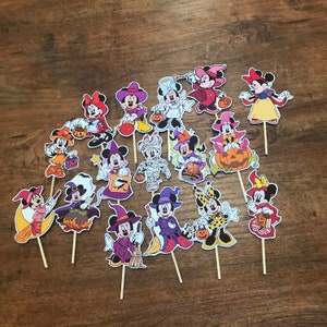 Halloween Minnie Mouse Inspired cupcake toppers, halloween party decor, Minnie halloween party