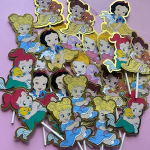 Baby princess cupcake topper, Princess Baby party decor, baby party, Princess Party Theme