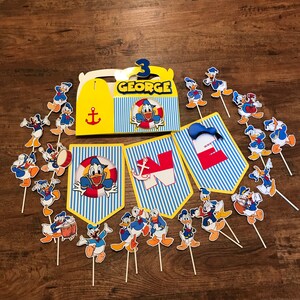 Donald Duck Cupcake Toppers, Donald Party Decoration, Donald First Birthday, Donald Duck Party Theme