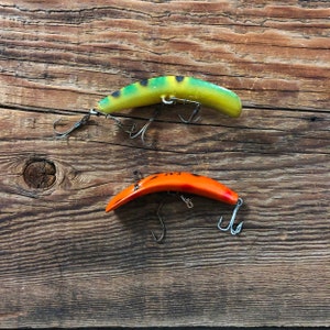 Conjunto de 2 señuelos de pesca de madera LU vintage | Etsy