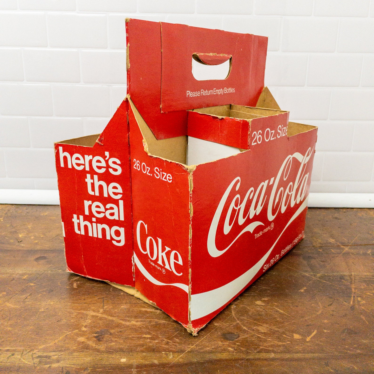 26oz Cocacola 6 Pack Holder Vintage Cardboard Bottle Holder for