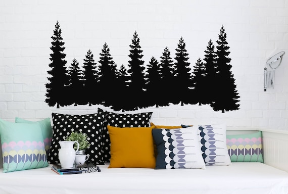 Pine Trees Wall Decal Forest Landscape Nature Vinyl ...
