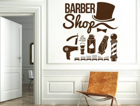 barber shop wall decal hairdressing salon vinyl sticker decals | etsy