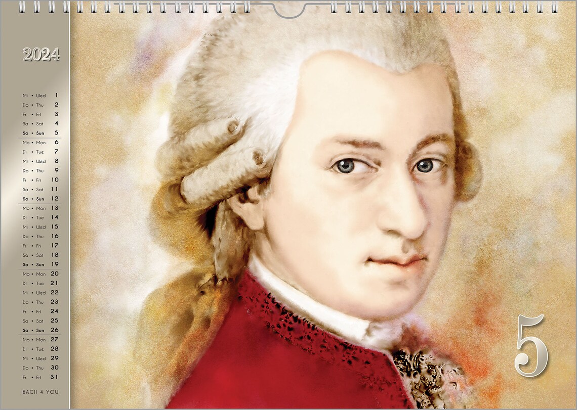Der Mozart-Kalender 2024 DIN A4 ein Musik-Kalender ein - Etsy.de