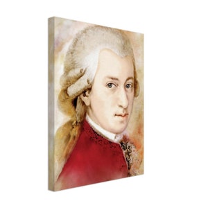 Wolfgang Amadeus Mozart in watercolor style printed on canvas