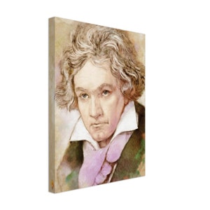 Ludwig van Beethoven printed on canvas in watercolour style