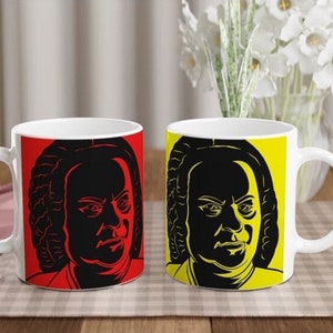 Johann Sebastian Bach in Watercolor Style Ozjohann Sebastian Bach Portrait in Modern Red, Yellow and Black  – Cup / Mug, 11 oz