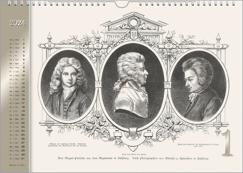 Der Mozart-Kalender 2024 DIN A4 ein Musik-Kalender ein - Etsy.de