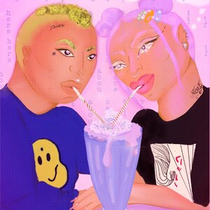 Arte Rosa, Arte de Parede Legal, Arte Cores Brilhantes, Impressão 8x10, Tamanho Carta, Arte Digital, Amor