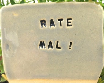 Pflanzschild lustig, Rate mal, Gemüsegarten-Schild aus Keramik, Kräuter-Schild, Keramik Gartendeko, Pflanzen-Stecker