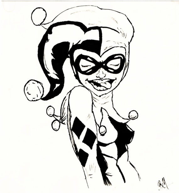 Harley Quinn Dc Villain Art Print Etsy