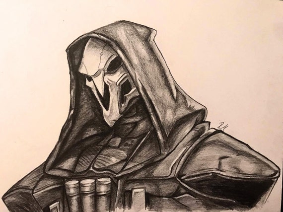Reaper From the Game Overwatch. Print of Pencil Drawing. - Etsy