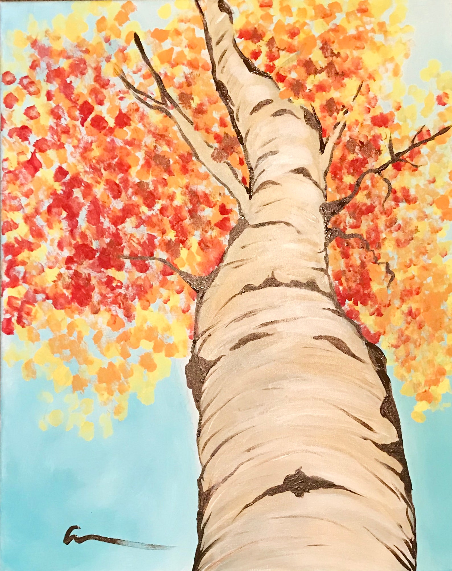 Birch Tree Original Canvas Painting 16x20 Etsy