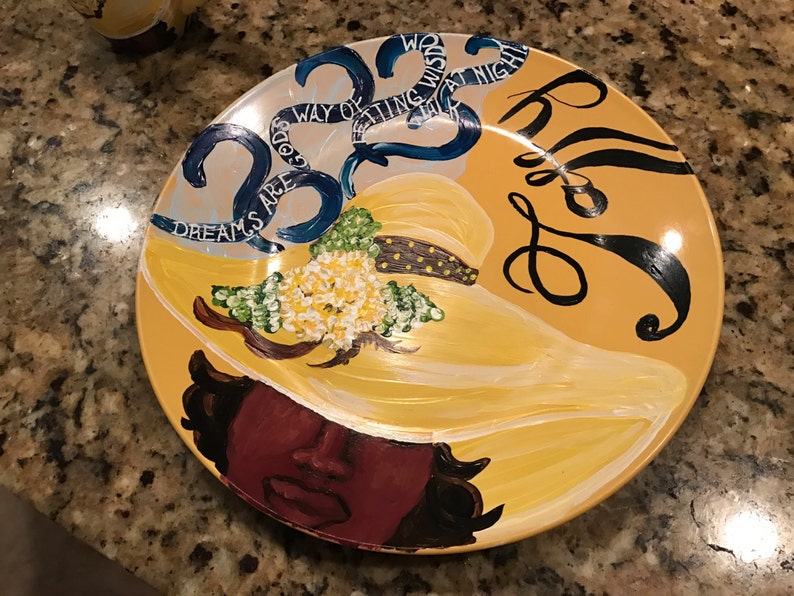 Lady Hand Painted Plate Etsy