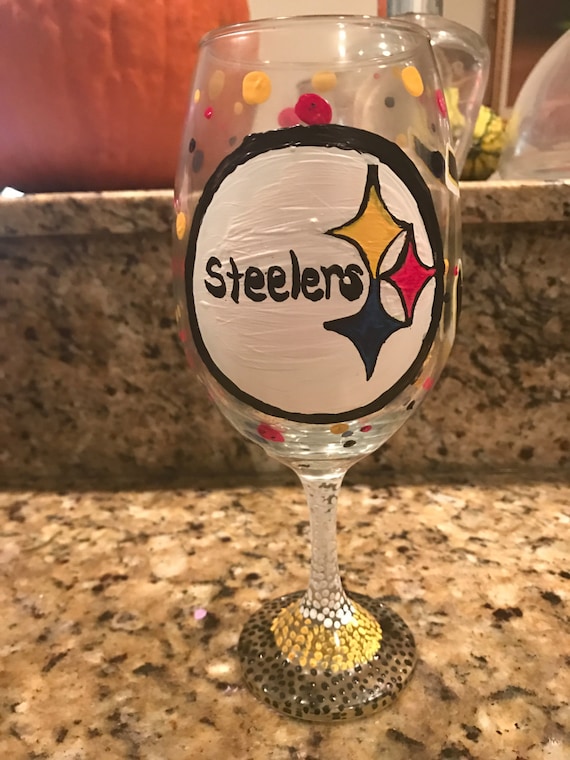 Pittsburgh Steelers Hand Painted Wine Glass - Etsy
