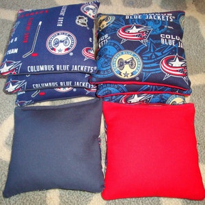 Clearance Sale!  Set of 8 Columbus Blue Jackets cornhole bags - regulation size