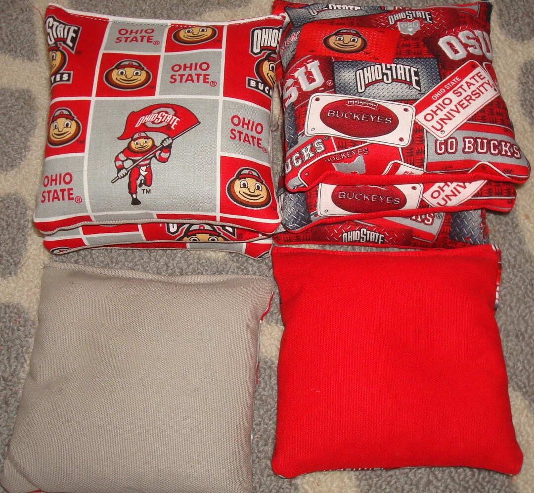 Set of 8 Ohio State Buckeye Cornhole Bags Red and Gray - Etsy