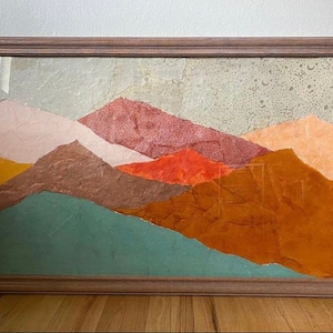 Paesaggio montano astratto - Appeso a parete collage strappato a mano (ordine personalizzato - grande formato)