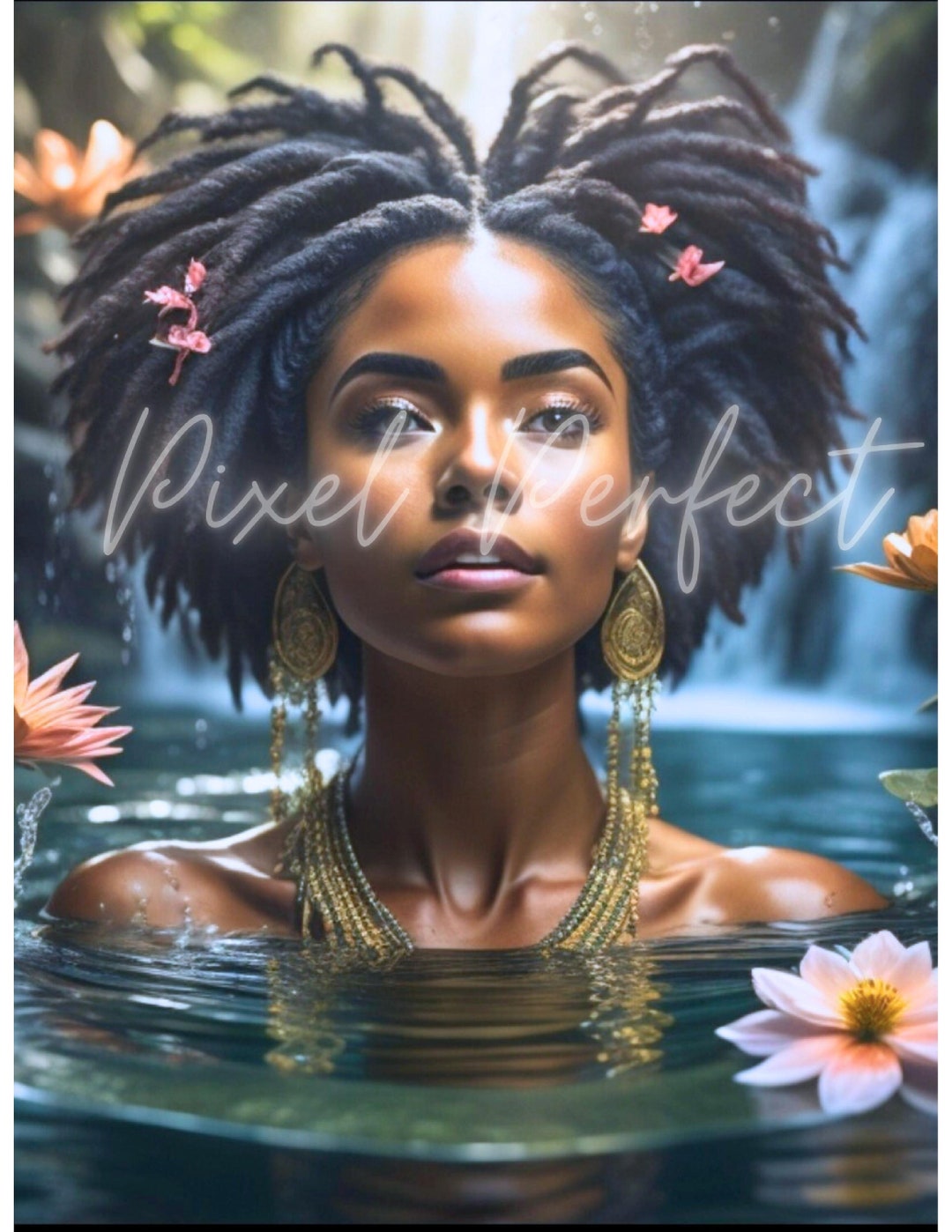 Captivating Water Art, Black Woman Art, Wall Art, Watergoddess, Melanin