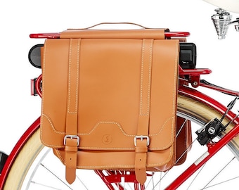 CLASSIC RIDE Leather bicycle panniers, gifts for cyclists, water-repellent leather, hand-crafted