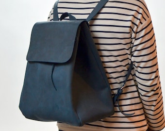 MAGGIE Minimalist leather backpack, full-grain leather, hand-crafted