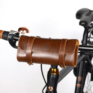 NEW Leather handlebar bag, bicycle saddlebag, bicycle bag, bicycle purse, bike purse, bike pannier, bicycle pannier, gifts for cyclists image 1