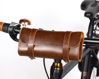 Borsa da manubrio in pelle, borsa da sella per bicicletta, regali per ciclisti