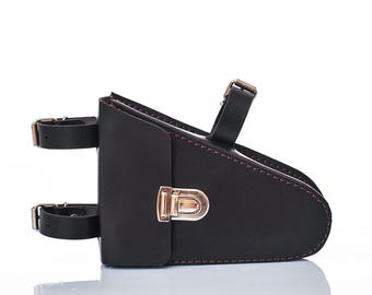 Leather bicycle bag, bicycle saddlebag