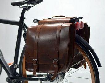 CLASSIC RIDE Sakwy rowerowe ze skóry hydrofobowej, prezent dla rowerzysty, polskie rzemiosło