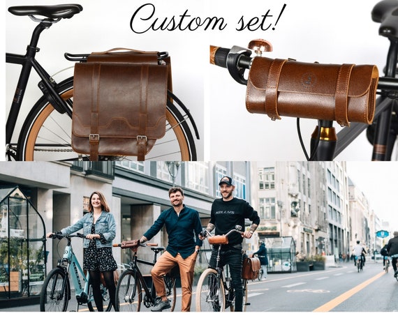 Alforjas de bicicleta de cuero bandolera de bicicleta alforjas