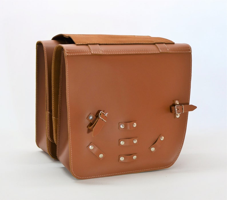 CLASSIC RIDE Leather bicycle panniers, gifts for cyclists, water-repellent leather, hand-crafted image 7