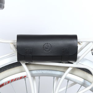 Leather handlebar bag, bicycle saddlebag, bicycle bag, bicycle purse, bike purse, bike pannier, bicycle pannier, gifts for cyclists image 1