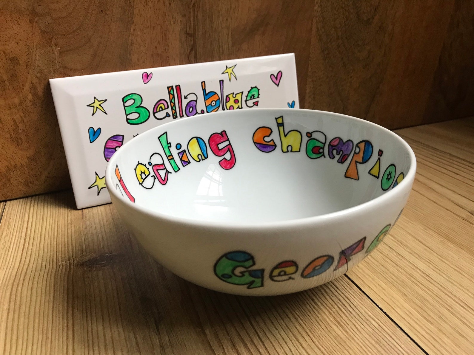 Personalised hand painted large cereal bowl personalised with Etsy