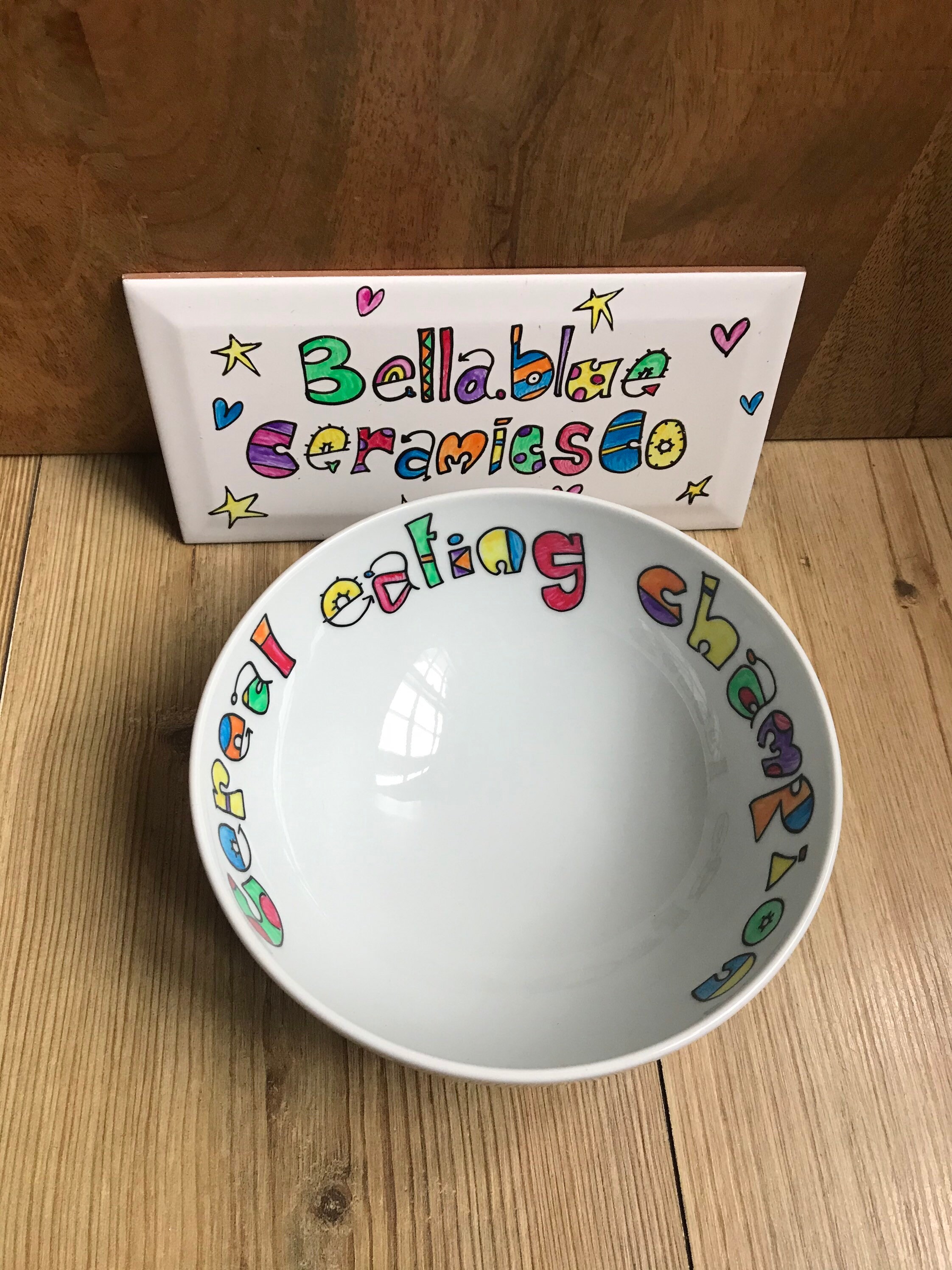 Personalised hand painted large cereal bowl personalised with Etsy