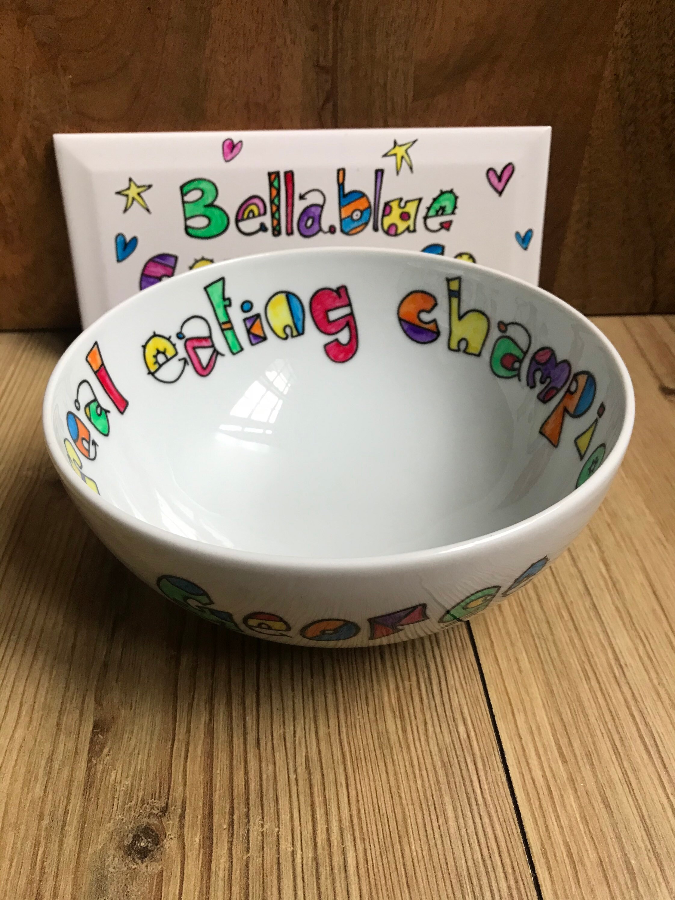 Personalised hand painted large cereal bowl personalised with Etsy
