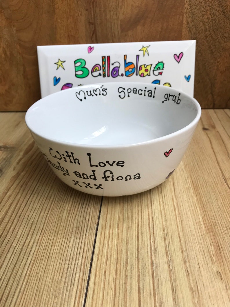 Hand painted personalised cereal bowl. Personalised with Etsy