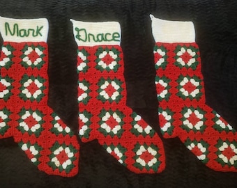 Handmade Crochet Christmas Stocking, Christmas stockings, customizable, knitting, Christmas, choose your colors