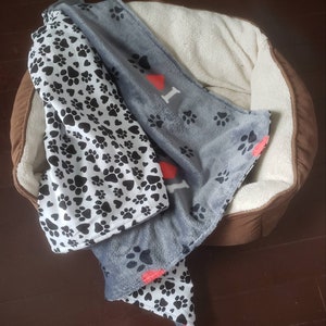 Security Blanket, Dog Blanket, Animal blanket, Lovey for Kids, Baby Blanket, Paw Prints, Dog Throw, Rescued Pet
