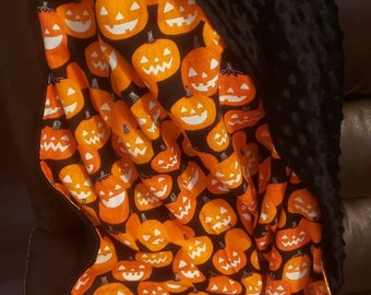 Security Blanket, Halloween, Pumpkin, Lovey for Kids, Baby Blanket, Halloween, JackOLantern, Personalized Blanket, Glow in the dark