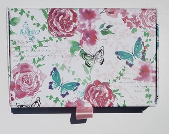 Gift box; reusable gift box; stationary box, Butterfly Gift Box, Pencil Box, Cardboard gift box, Gift, Butterfly, Roses, Lemons, Follage