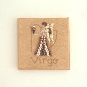 Virgo Star Sign in Seashell Mosaic on Sand 3D Wall Art, Virgo Zodiac Gift, Natural Wall Art, Virgo Wall Art Decor, Virgo Star Sign Decor