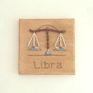 Libra Star Sign in Seashell Mosaic on Sand 3D Wall Art, Libra Zodiac Gift, Natural Wall Art, Libra Wall Decor, Libra Star Sign Decor