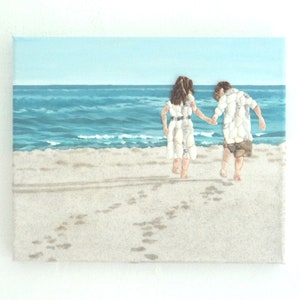 Boy &Girl on Beach en Seashell Mosaic, Pintura de niños jugando en la playa, Mosaic Beach Scene, Children Art, Beach House 3D Wall Decor