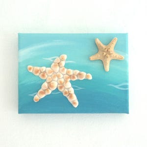 Starfish in the Sea in Seashell Mosaic Wall Art, 3D Starfish Decor, Sea Life & Ocean Art, Beach House Decor, Starfish Art, Natural Wall Art