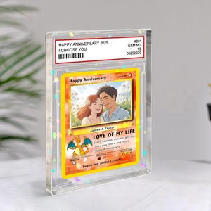 Bloque acrílico personalizado de pareja con forma de poke love, regalo de anime con foto personalizada, regalo único de compromiso o aniversario para él, linda tarjeta de amor decorativa.